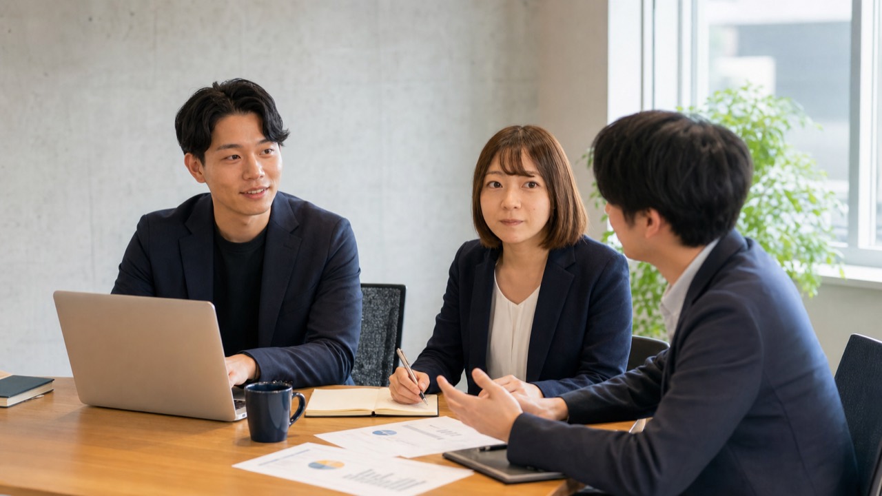 営業戦略について打ち合わせるチーム